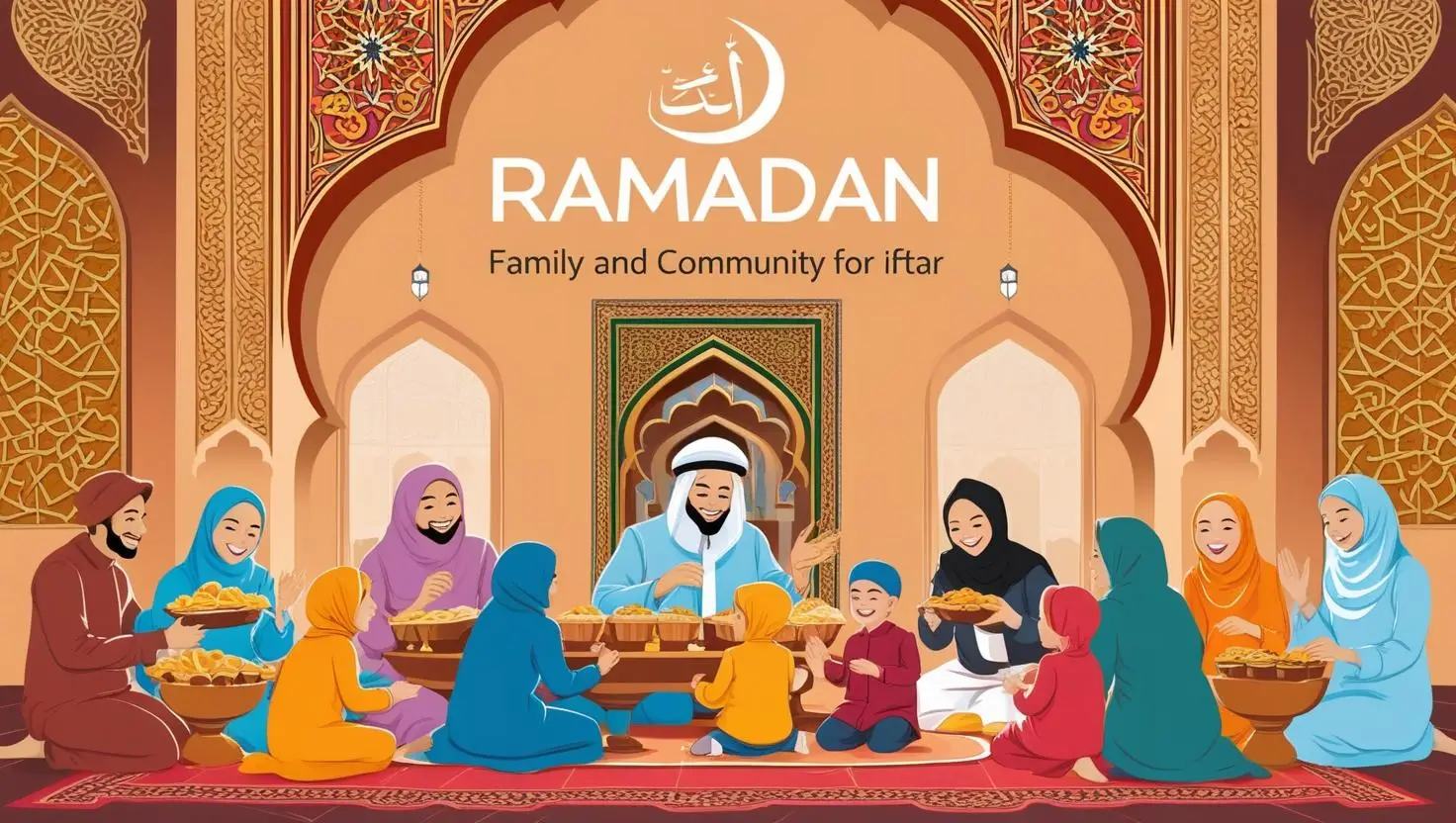Famille partageant un repas d'iftar pendant le Ramadan.